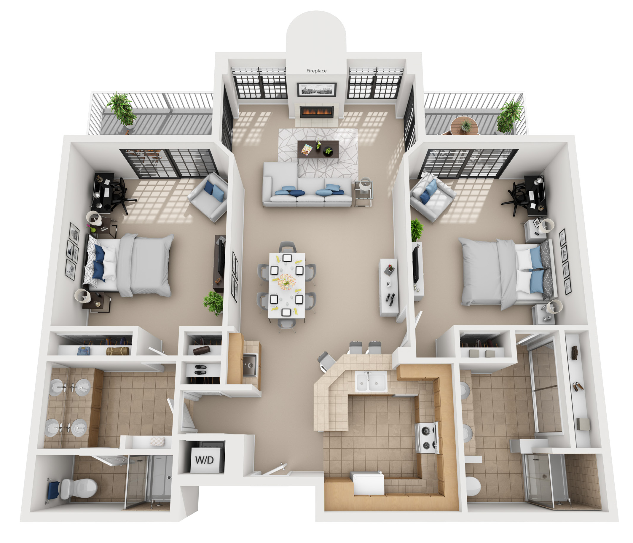 2 bedroom floor plan at 555 Barrington
