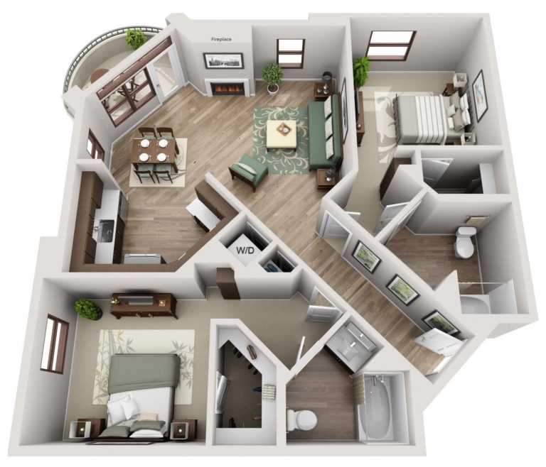 The Glendon 2 Bedroom Floor Plan