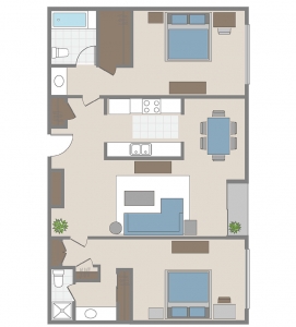 Two bedroom apartment floor plan