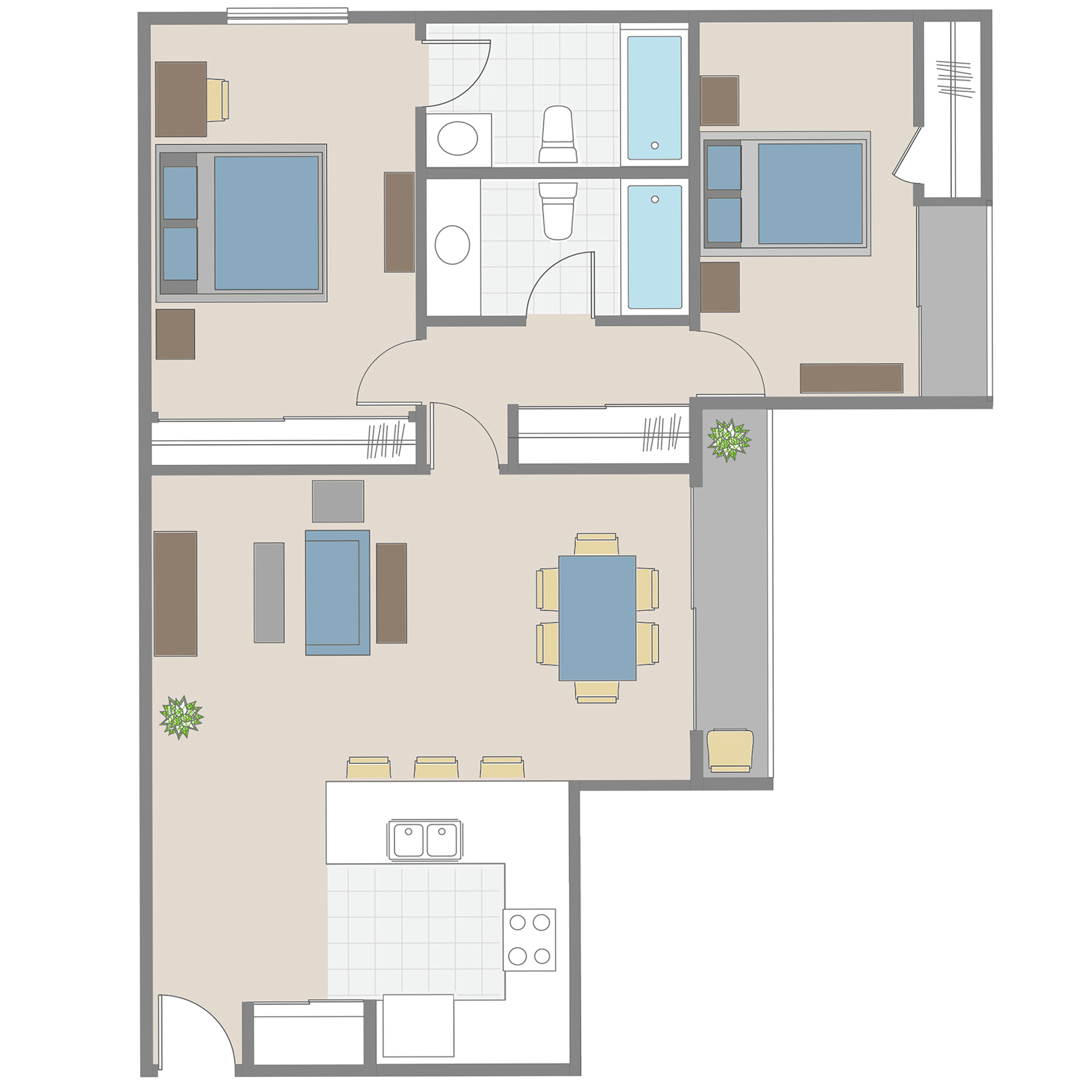 Two Bedroom / Two Bath floor plan
