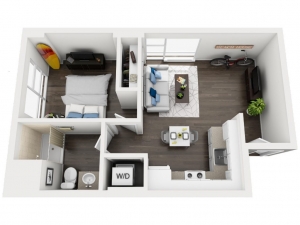 One bedroom apartment floor plan