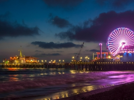 Santa Monica pier at night