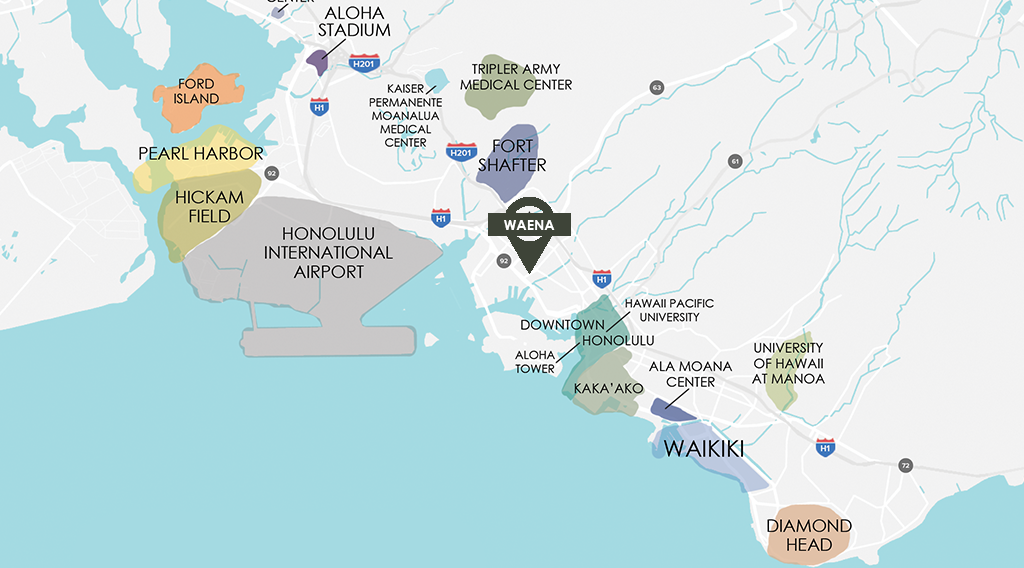 map of Honolulu shows Waena apartments