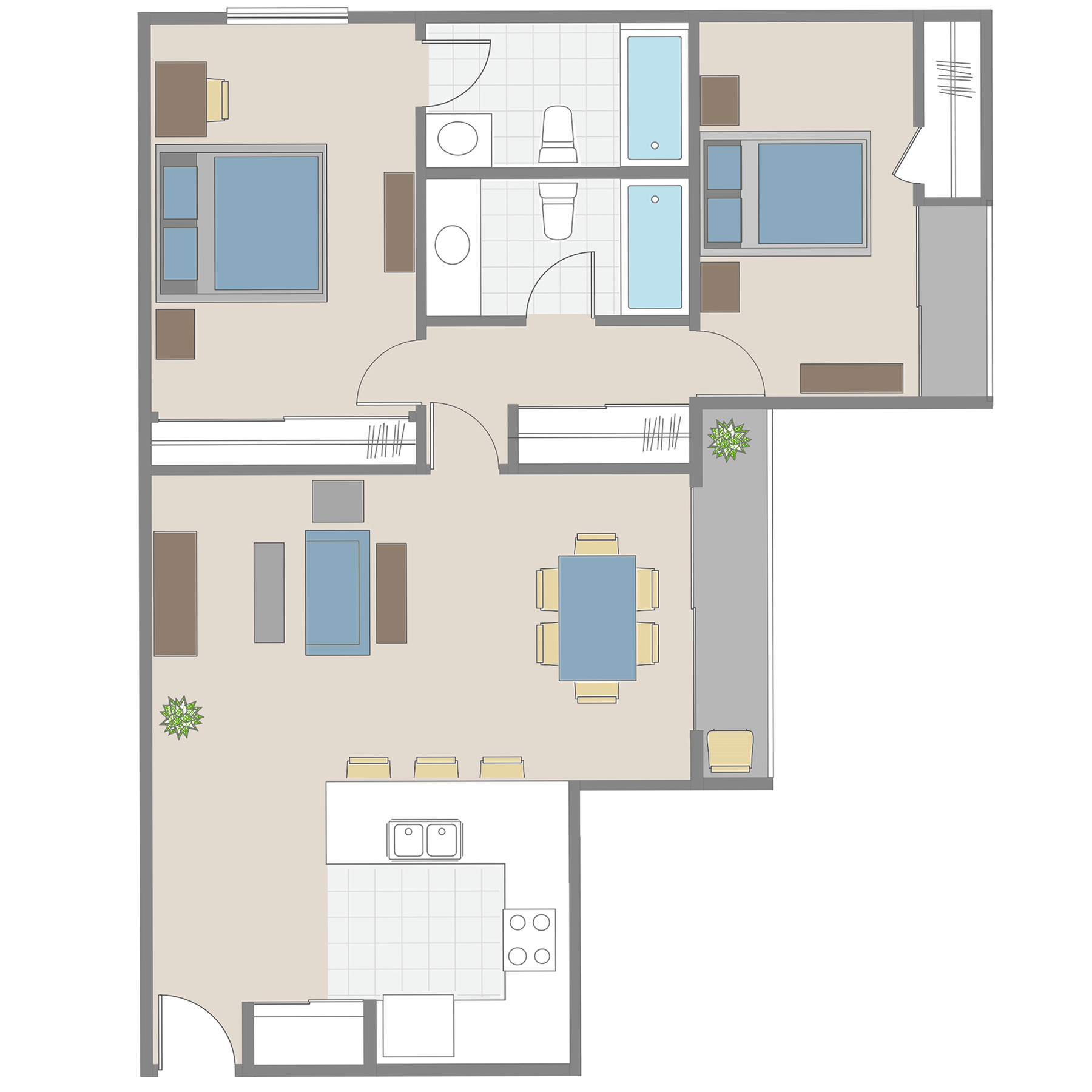 Two Bedroom / Two Bath